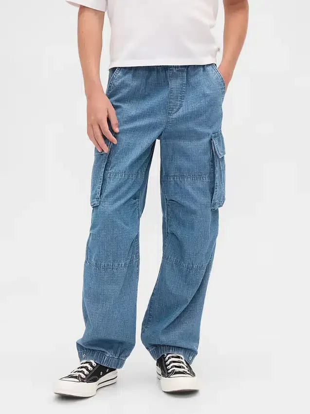 Pantalon de jogging cargo ample en denim pour enfant