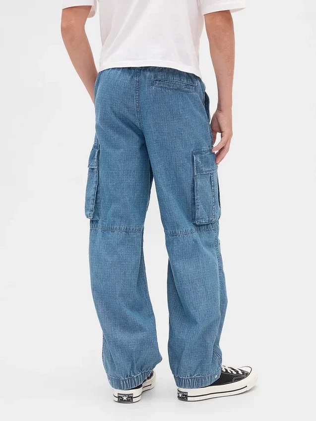 Pantalon de jogging cargo ample en denim pour enfant