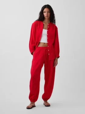 Pantalon de jogging facile à enfiler en gaze de coton