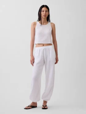 Pantalon de jogging facile à enfiler en gaze de coton