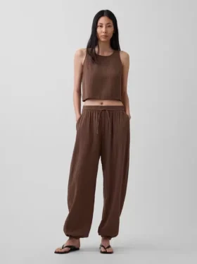 Pantalon de jogging facile à enfiler en gaze de coton