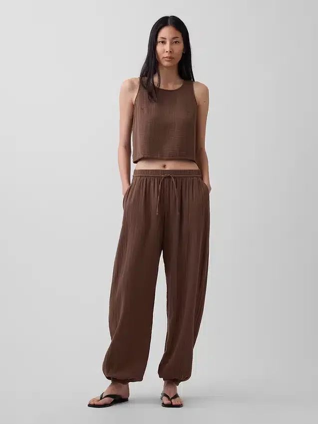 Pantalon de jogging facile à enfiler en gaze de coton