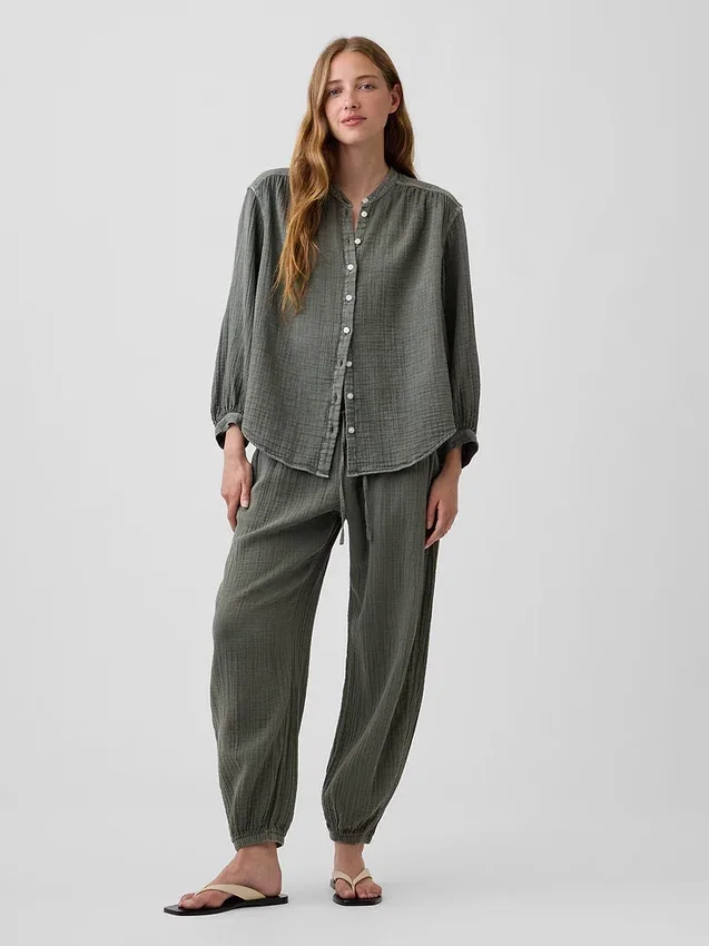 Pantalon de jogging facile à enfiler en gaze de coton