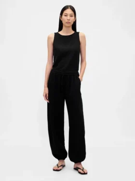Pantalon de jogging facile à enfiler en gaze de coton