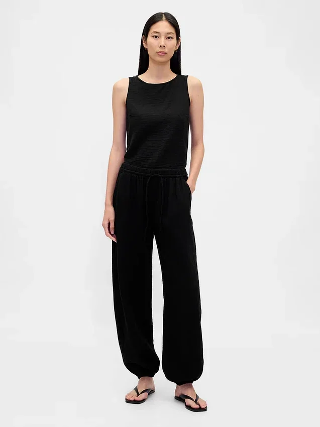Pantalon de jogging facile à enfiler en gaze de coton