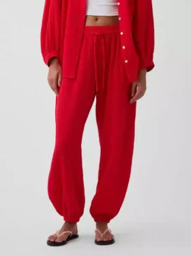 Pantalon de jogging facile à enfiler en gaze de coton