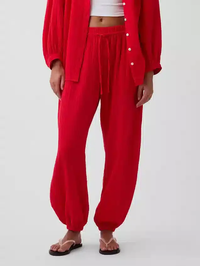 Pantalon de jogging facile à enfiler en gaze de coton