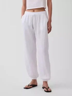 Pantalon de jogging facile à enfiler en gaze de coton