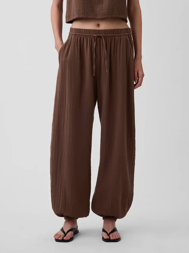 Pantalon de jogging facile à enfiler en gaze de coton