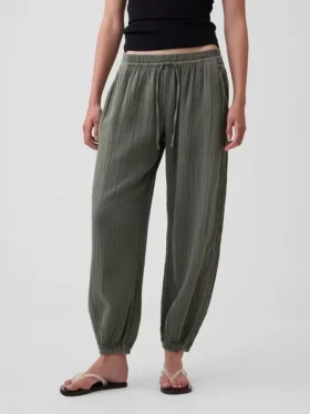 Pantalon de jogging facile à enfiler en gaze de coton