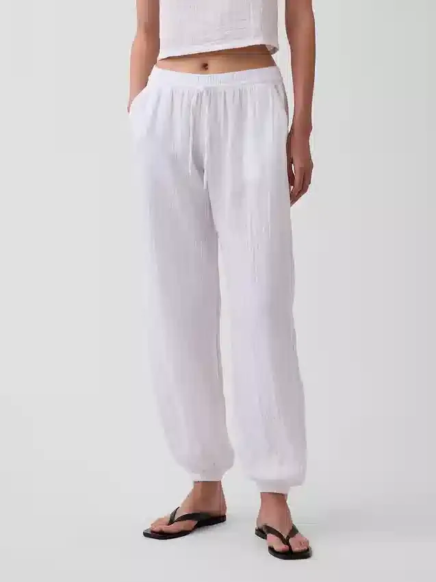 Pantalon de jogging facile à enfiler en gaze de coton