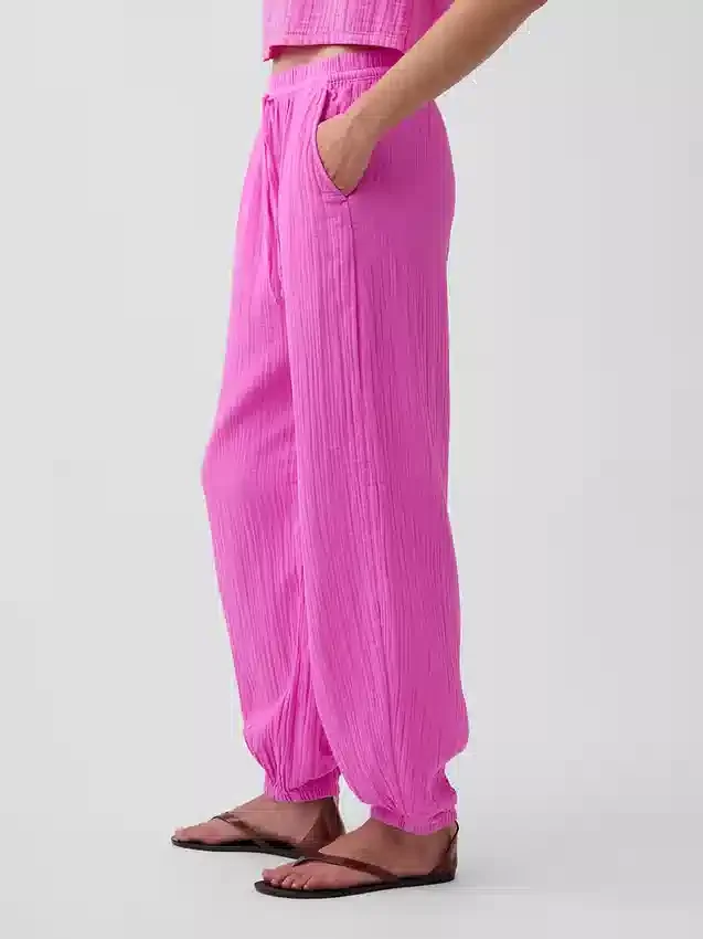 Pantalon de jogging facile à enfiler en gaze de coton