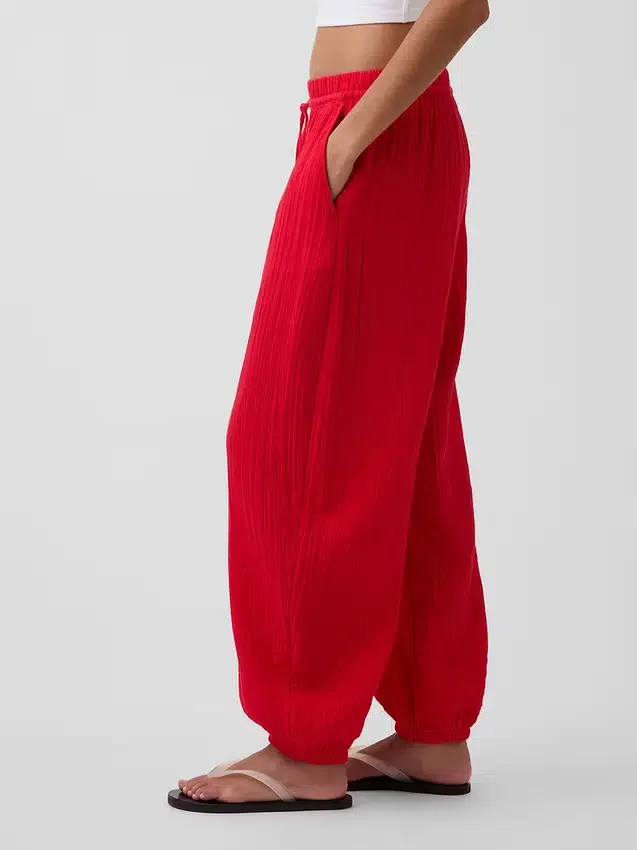 Pantalon de jogging facile à enfiler en gaze de coton