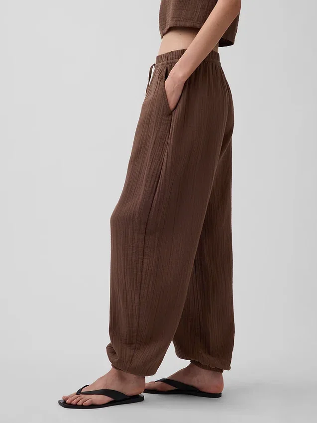 Pantalon de jogging facile à enfiler en gaze de coton