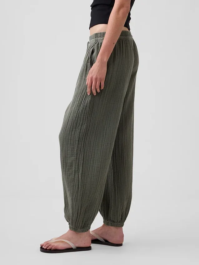 Pantalon de jogging facile à enfiler en gaze de coton