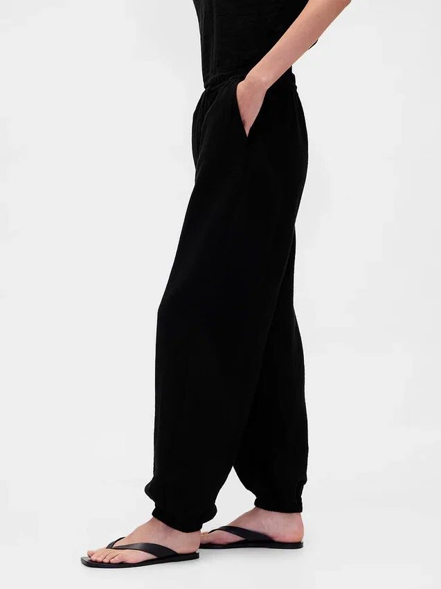 Pantalon de jogging facile à enfiler en gaze de coton
