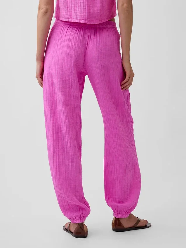 Pantalon de jogging facile à enfiler en gaze de coton
