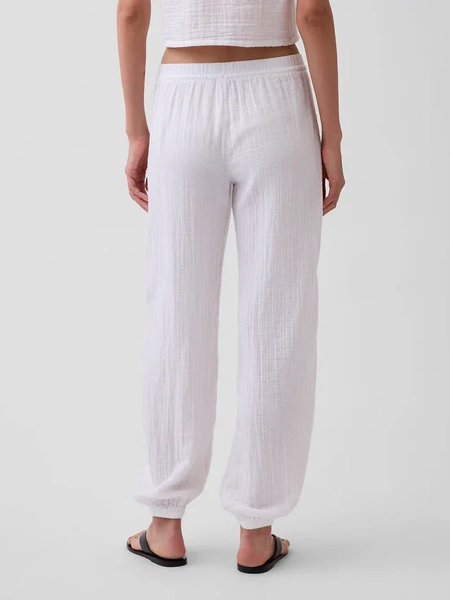 Pantalon de jogging facile à enfiler en gaze de coton