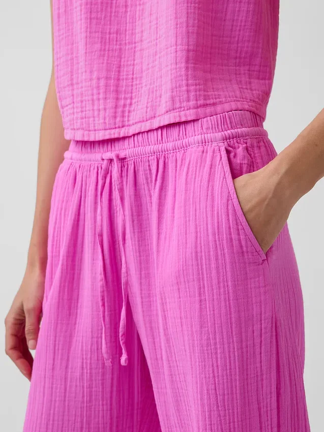 Pantalon de jogging facile à enfiler en gaze de coton