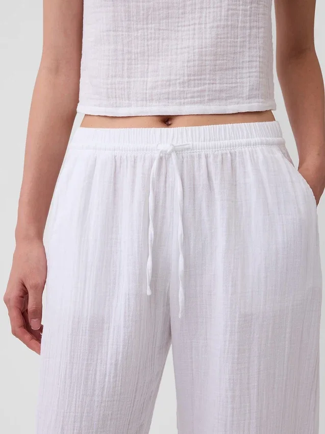 Pantalon de jogging facile à enfiler en gaze de coton