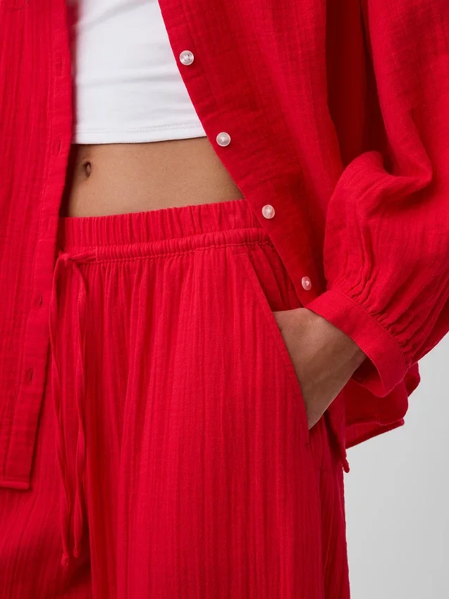 Pantalon de jogging facile à enfiler en gaze de coton