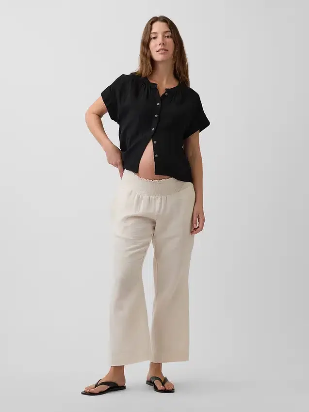 Pantalon de maternité en gaze de coton à panneau intégral