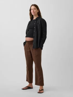Pantalon de maternité en gaze de coton à panneau intégral