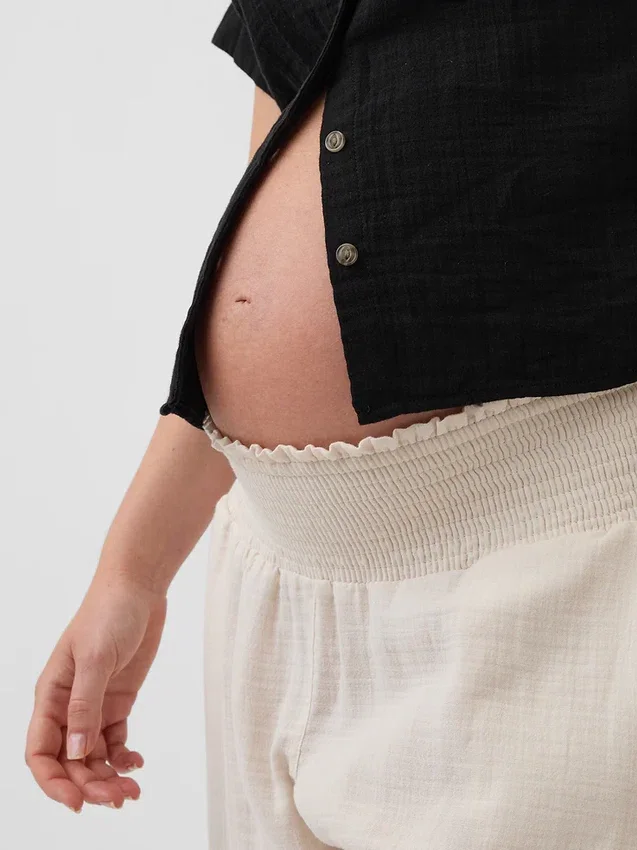 Pantalon de maternité en gaze de coton à panneau intégral