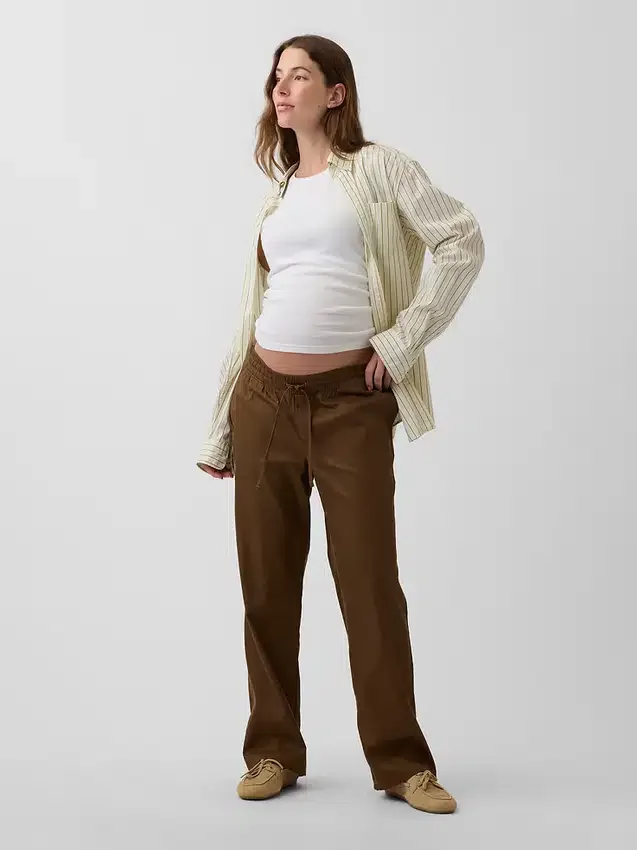 Pantalon de maternité en sergé sous le ventre
