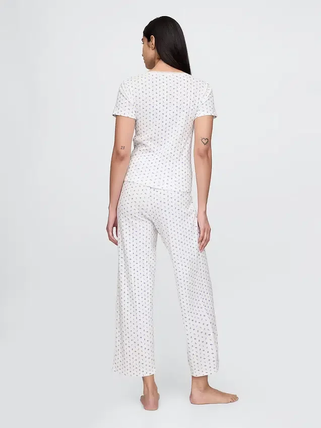 Pantalon de pyjama court en pointelle