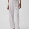 Pantalon de pyjama en mélange de lin à ourlet en dentelle