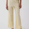 Pantalon de pyjama en mélange de lin à ourlet en dentelle