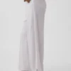 Pantalon de pyjama en mélange de lin à ourlet en dentelle