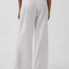 Pantalon de pyjama en mélange de lin à ourlet en dentelle