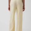 Pantalon de pyjama en mélange de lin à ourlet en dentelle
