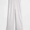 Pantalon de pyjama en mélange de lin à ourlet en dentelle