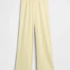 Pantalon de pyjama en mélange de lin à ourlet en dentelle