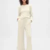 Pantalon de pyjama à jambes larges en maille gaufrée
