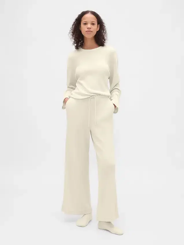 Pantalon de pyjama à jambes larges en maille gaufrée