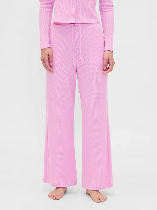 Pantalon de pyjama à jambes larges en maille gaufrée