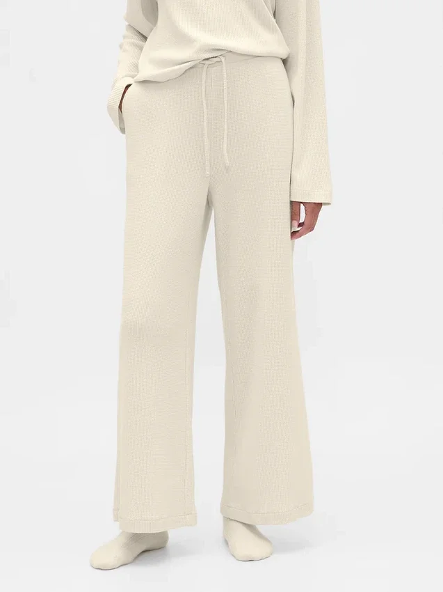 Pantalon de pyjama à jambes larges en maille gaufrée