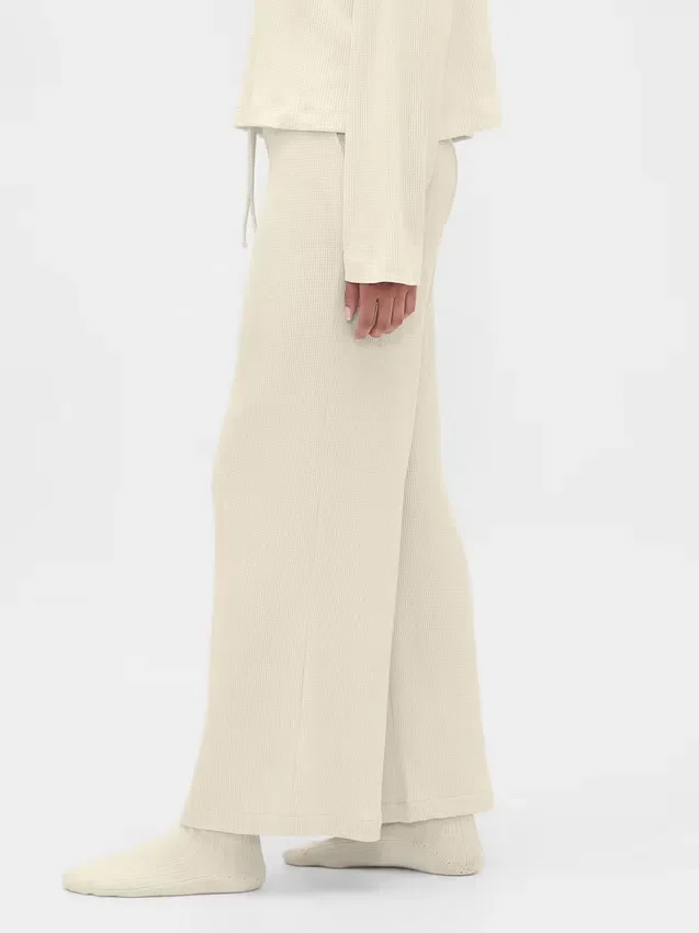 Pantalon de pyjama à jambes larges en maille gaufrée