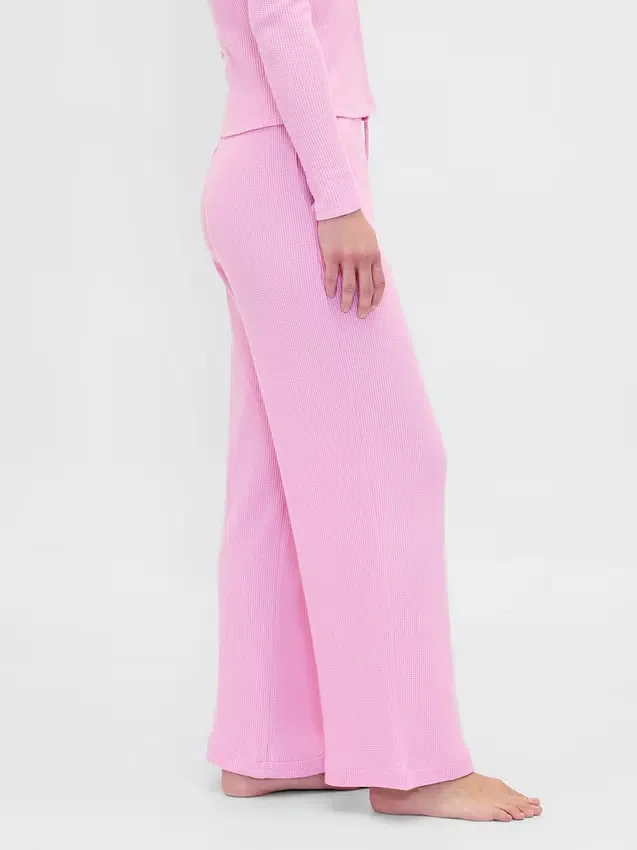 Pantalon de pyjama à jambes larges en maille gaufrée
