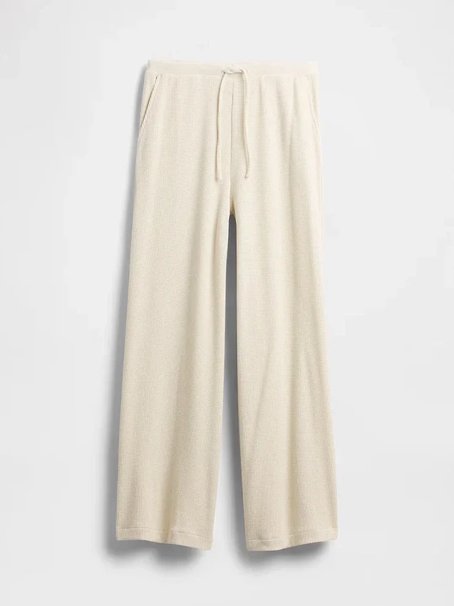 Pantalon de pyjama à jambes larges en maille gaufrée