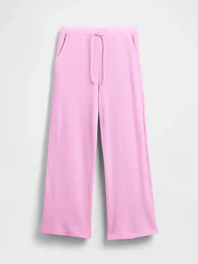 Pantalon de pyjama à jambes larges en maille gaufrée
