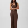 Pantalon de pyjama à jambes larges et à fines côtes