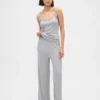 Pantalon de pyjama à jambes larges et à fines côtes