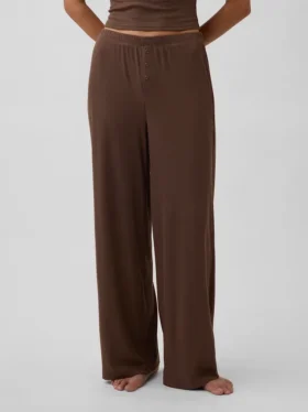Pantalon de pyjama à jambes larges et à fines côtes