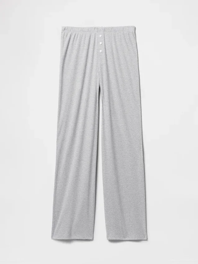 Pantalon de pyjama à jambes larges et à fines côtes