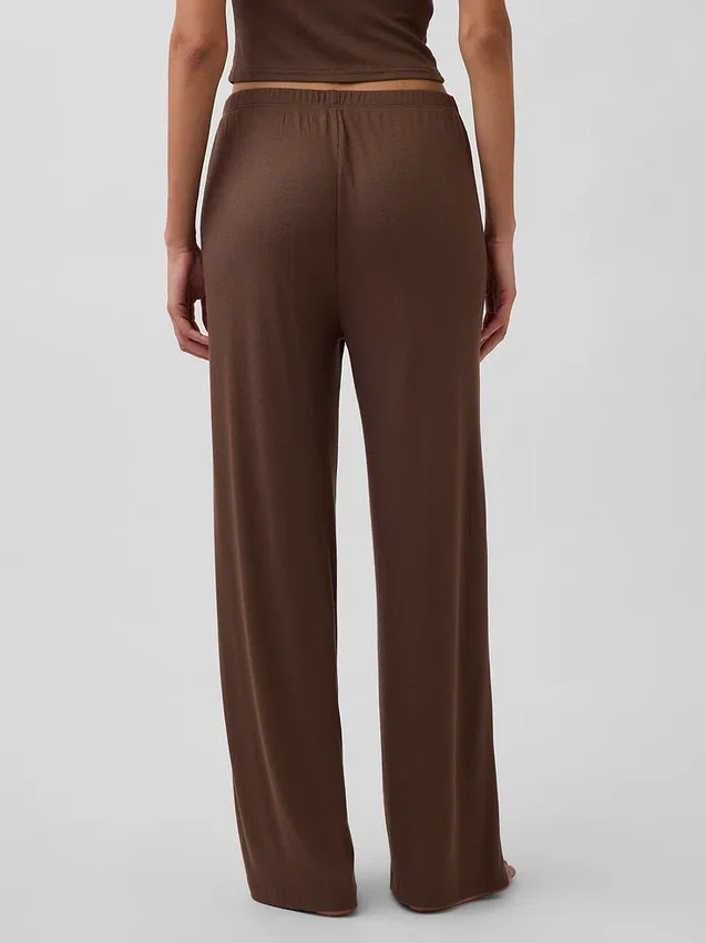 Pantalon de pyjama à jambes larges et à fines côtes